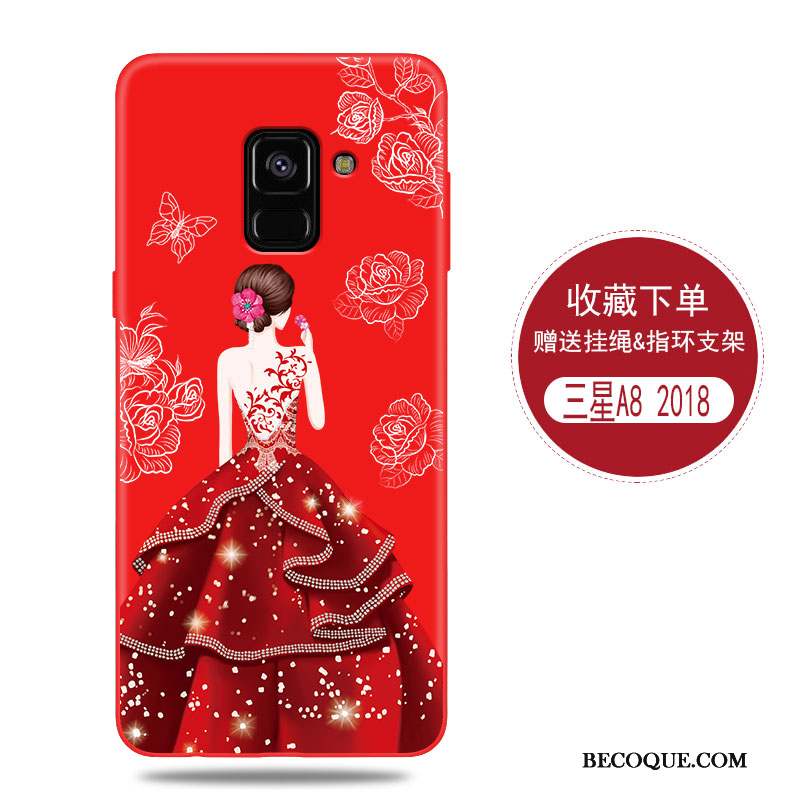 Samsung Galaxy A8 2018 Coque Tout Compris Étui Rouge Incassable Personnalité Protection