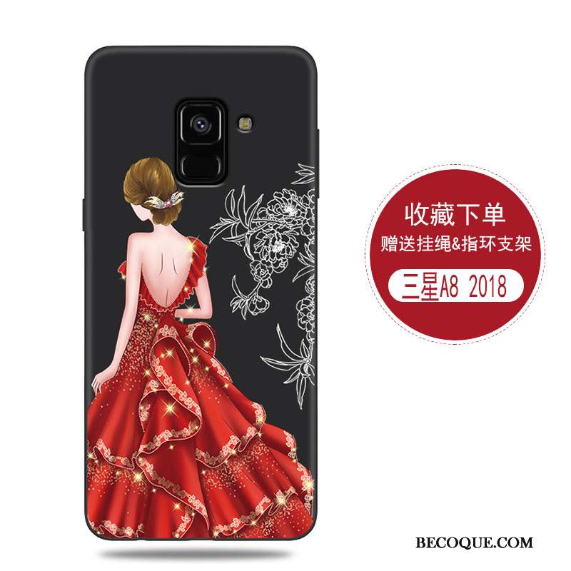 Samsung Galaxy A8 2018 Coque Tout Compris Étui Rouge Incassable Personnalité Protection