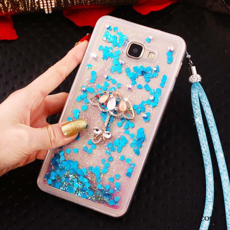 Samsung Galaxy A8 2018 Coque Étui De Téléphone Cou Suspendu Strass Bleu