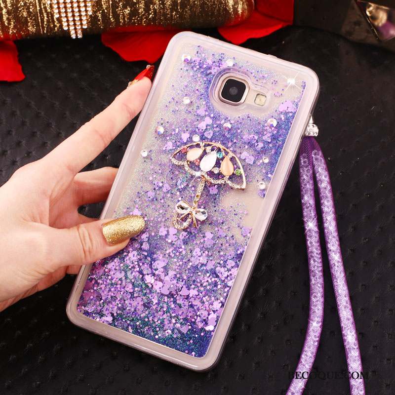 Samsung Galaxy A8 2018 Coque Étui De Téléphone Cou Suspendu Strass Bleu