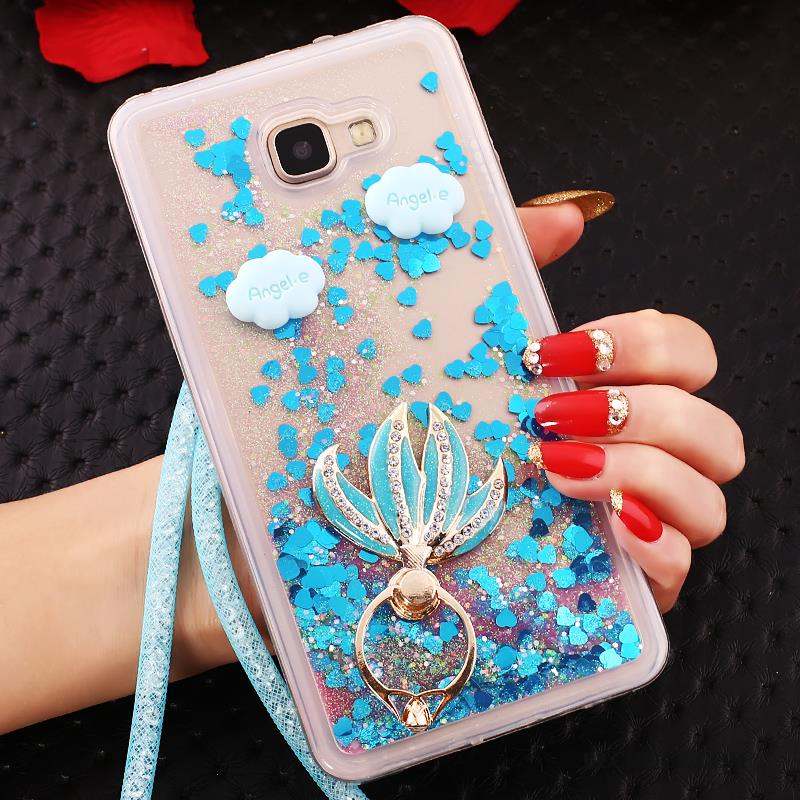 Samsung Galaxy A8 2018 Coque Étui De Téléphone Cou Suspendu Strass Bleu