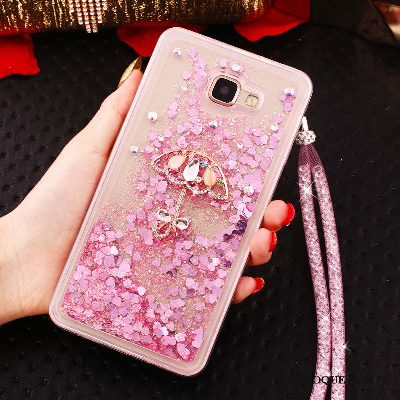 Samsung Galaxy A8 2018 Coque Étui De Téléphone Cou Suspendu Strass Bleu