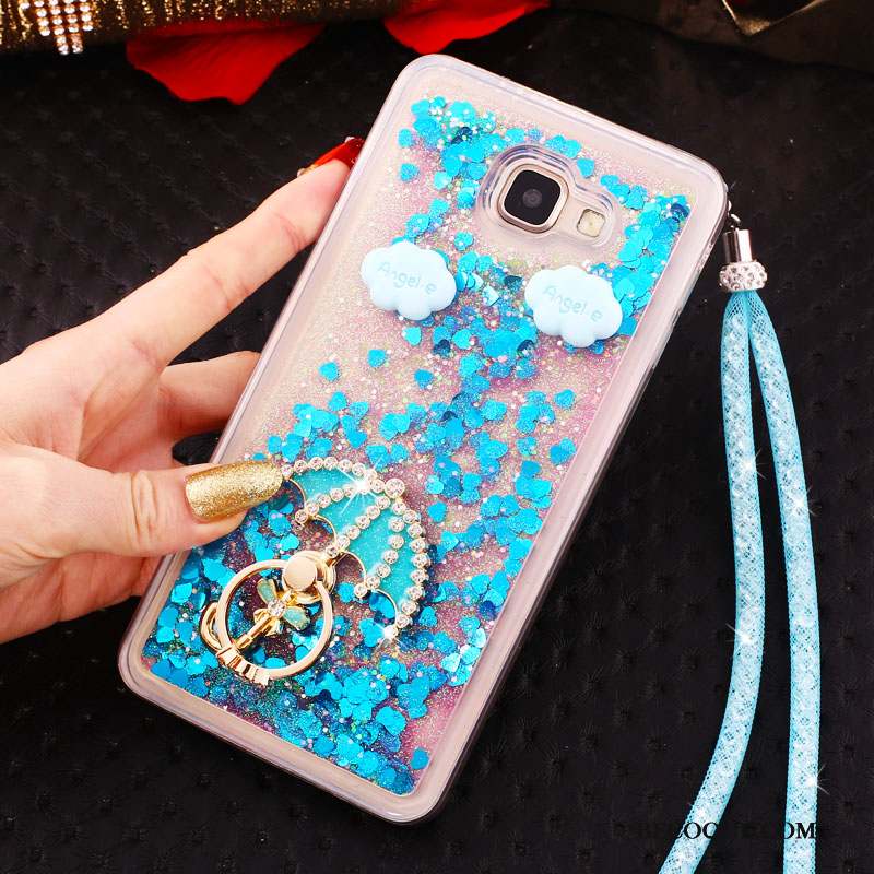 Samsung Galaxy A8 2018 Coque Étui De Téléphone Cou Suspendu Strass Bleu