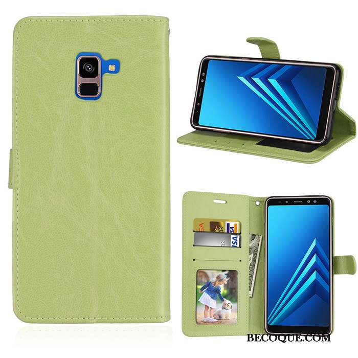 Samsung Galaxy A8 2018 Protection Fluide Doux Vert Housse Étui En Cuir Coque De Téléphone