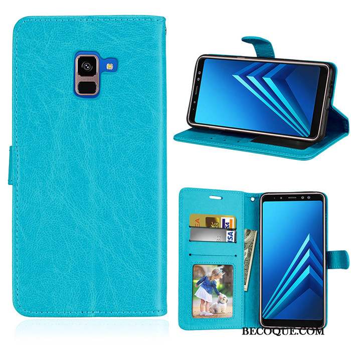 Samsung Galaxy A8 2018 Protection Fluide Doux Vert Housse Étui En Cuir Coque De Téléphone