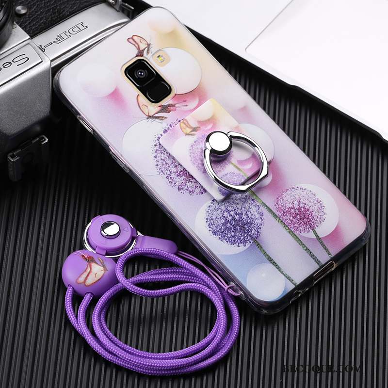 Samsung Galaxy A8 2018 Violet Coque De Téléphone Anneau