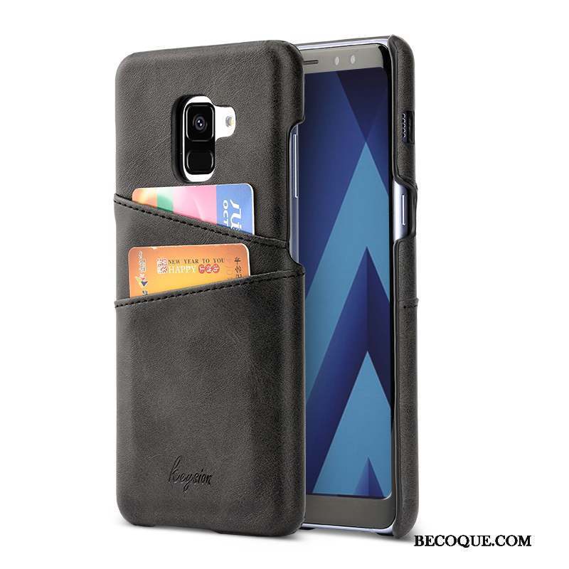 Samsung Galaxy A8+ Coque De Téléphone Business Jaune Cuir Carte Étui