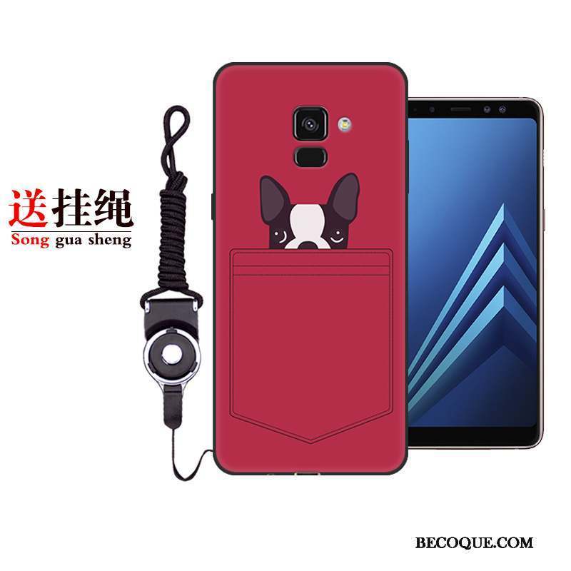 Samsung Galaxy A8+ Coque De Téléphone Incassable Fluide Doux Rouge Silicone Personnalité