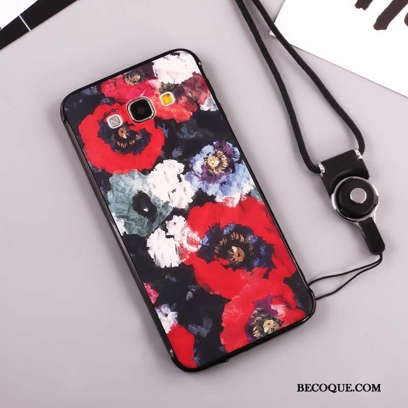 Samsung Galaxy A8 Coque Fleurs Incassable Tendance Étui Noir Protection