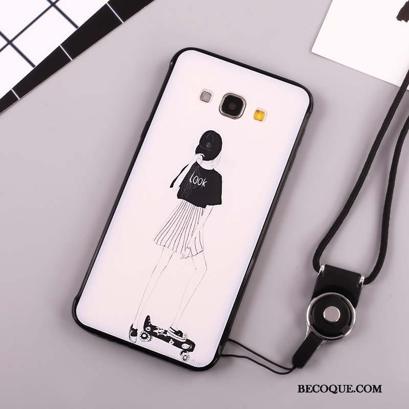 Samsung Galaxy A8 Coque Fleurs Incassable Tendance Étui Noir Protection