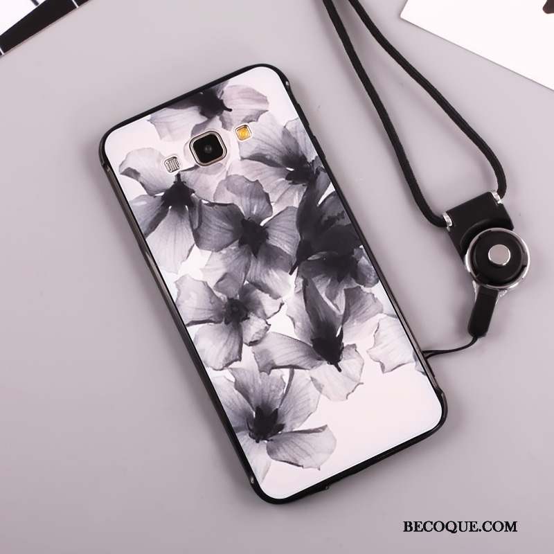 Samsung Galaxy A8 Coque Fleurs Incassable Tendance Étui Noir Protection