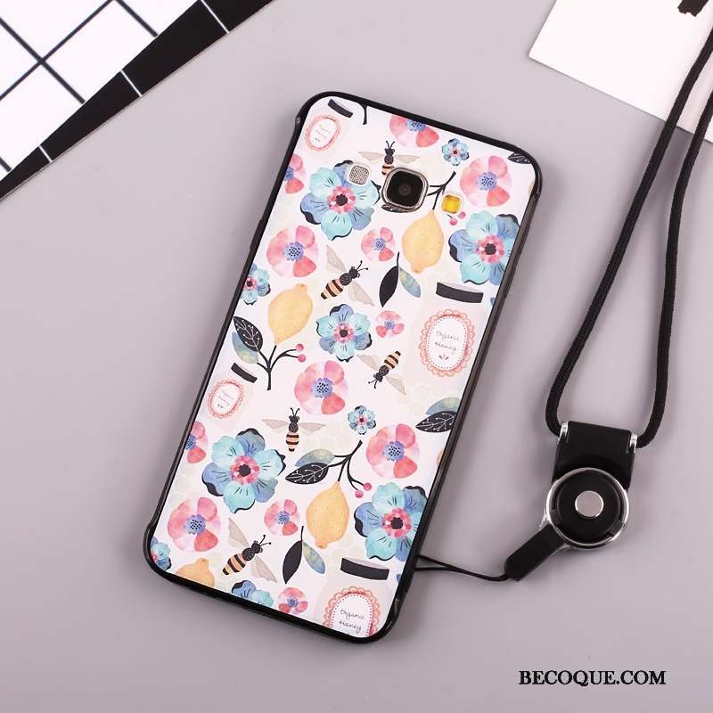 Samsung Galaxy A8 Coque Fleurs Incassable Tendance Étui Noir Protection