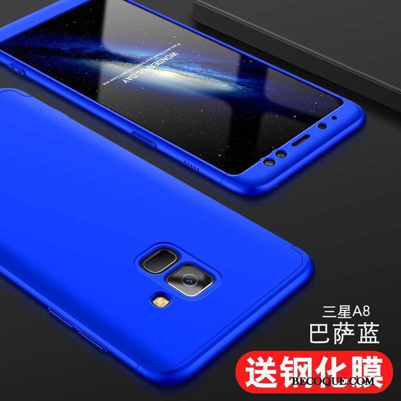 Samsung Galaxy A8+ Coque Incassable Silicone Bleu Protection Tout Compris Mince
