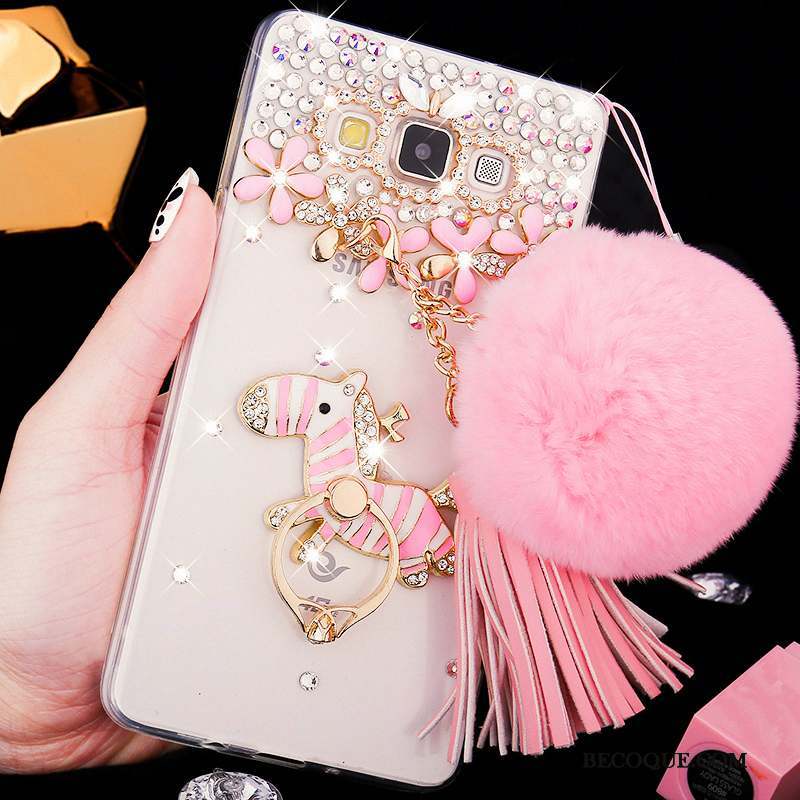 Samsung Galaxy A8 Coque Rose Délavé En Daim Téléphone Portable Difficile Strass Fluide Doux