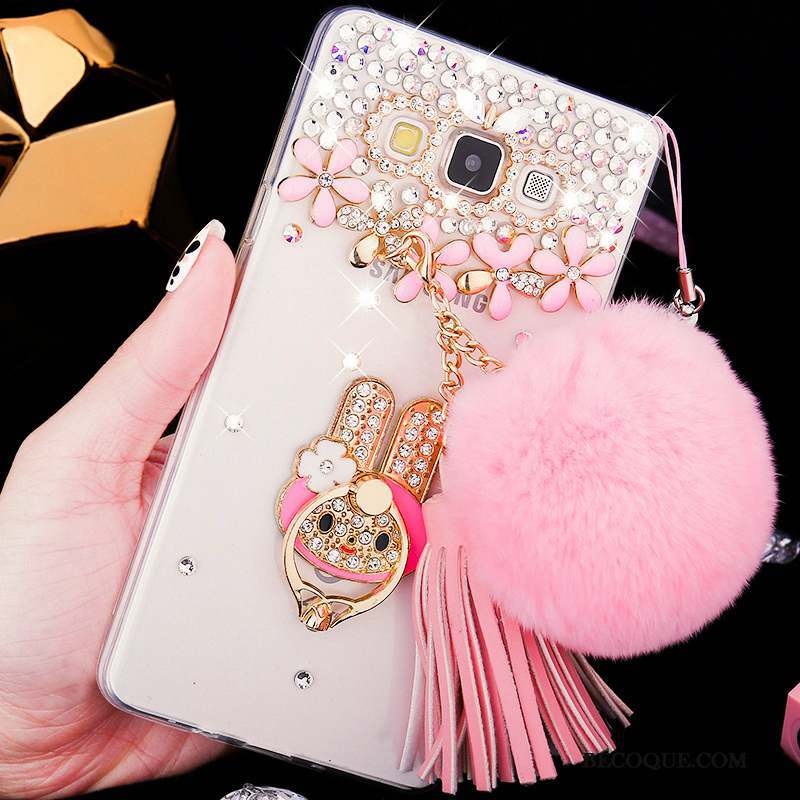 Samsung Galaxy A8 Coque Rose Délavé En Daim Téléphone Portable Difficile Strass Fluide Doux