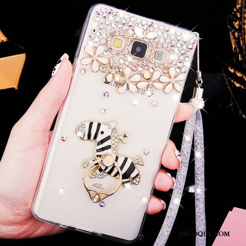 Samsung Galaxy A8 Coque Rose Délavé En Daim Téléphone Portable Difficile Strass Fluide Doux