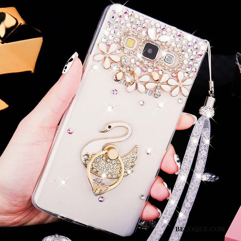 Samsung Galaxy A8 Coque Rose Délavé En Daim Téléphone Portable Difficile Strass Fluide Doux