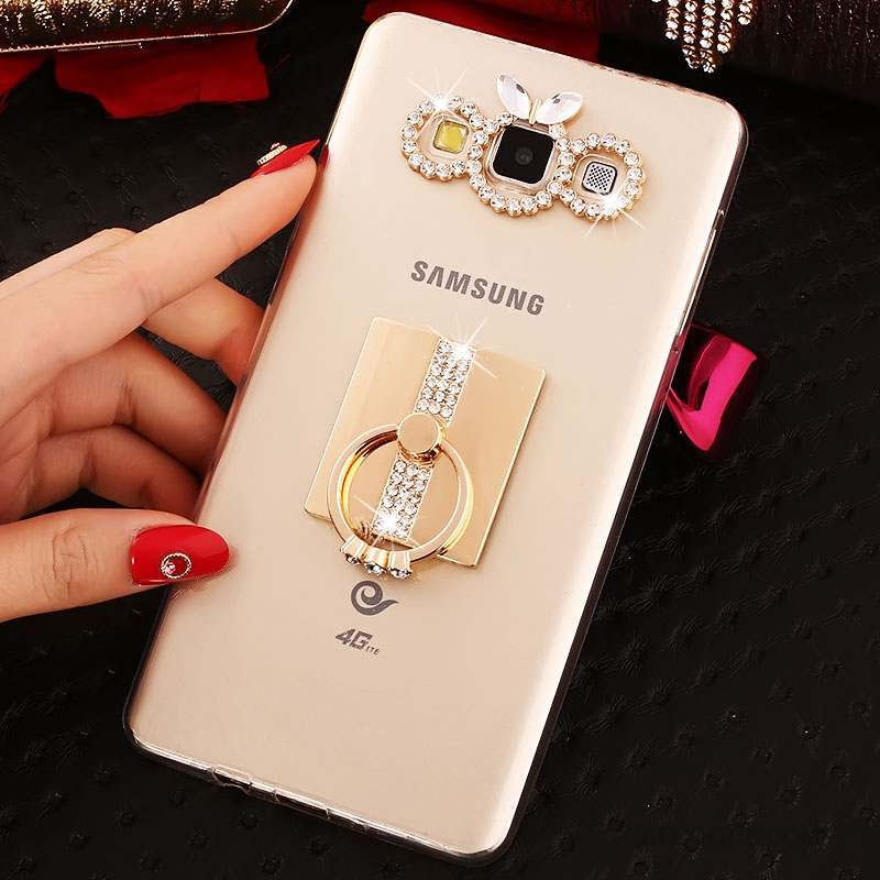 Samsung Galaxy A8 Or Fluide Doux Tendance Strass Coque De Téléphone