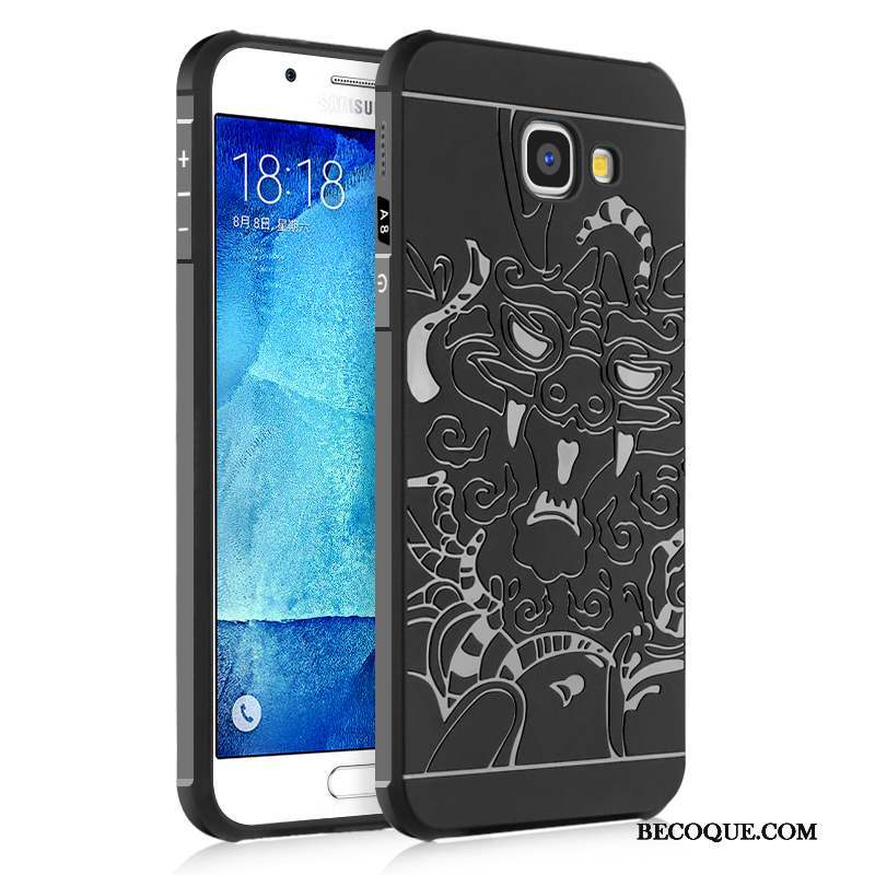 Samsung Galaxy A8 Silicone Coque De Téléphone Fluide Doux Incassable Noir Étui