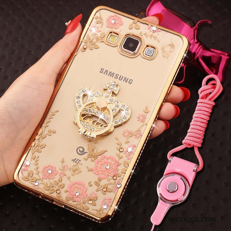 Samsung Galaxy A8 Téléphone Portable Silicone Fluide Doux Strass Étui Coque De Téléphone