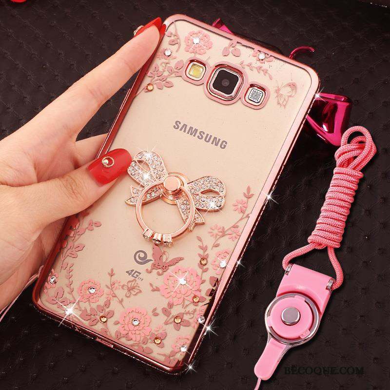 Samsung Galaxy A8 Téléphone Portable Silicone Fluide Doux Strass Étui Coque De Téléphone