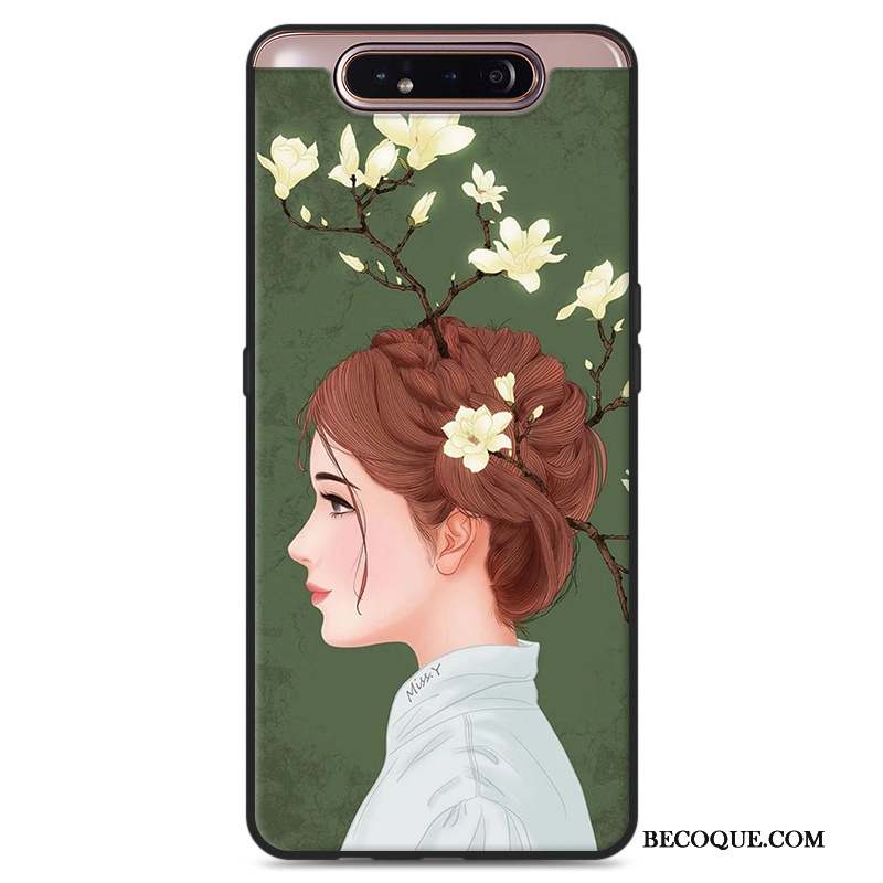 Samsung Galaxy A80 Art Vert Silicone Étui Ornements Suspendus Coque De Téléphone