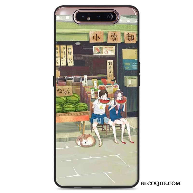 Samsung Galaxy A80 Art Vert Silicone Étui Ornements Suspendus Coque De Téléphone