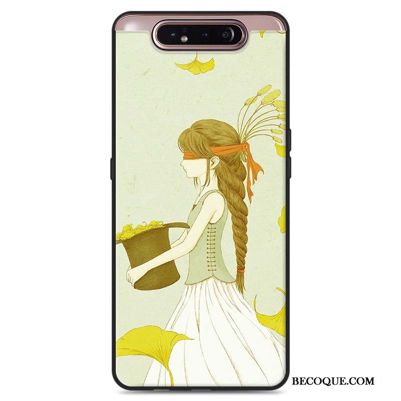 Samsung Galaxy A80 Art Vert Silicone Étui Ornements Suspendus Coque De Téléphone