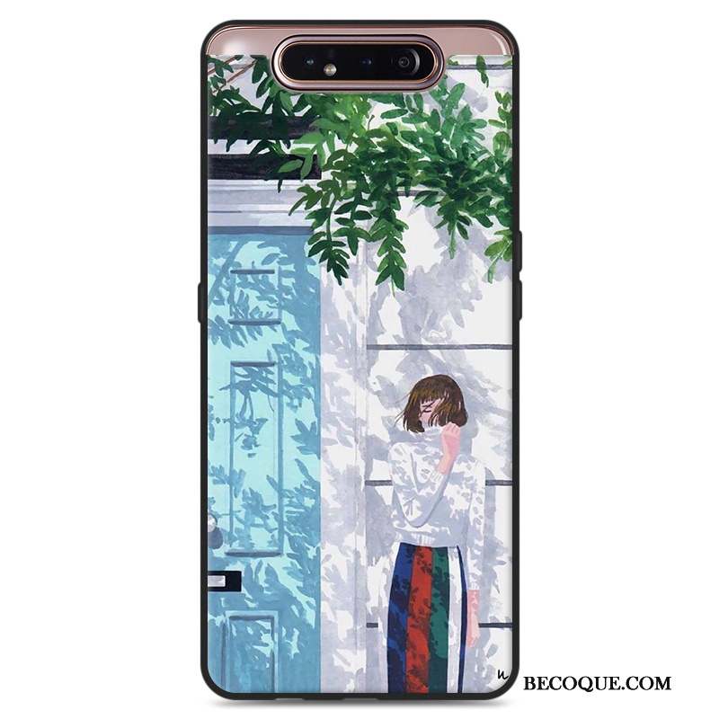 Samsung Galaxy A80 Art Vert Silicone Étui Ornements Suspendus Coque De Téléphone