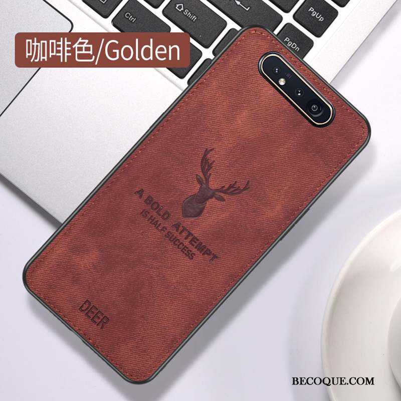 Samsung Galaxy A80 Coque Étui Couvercle Arrière Modèle Fleurie Fluide Doux Tissu Protection