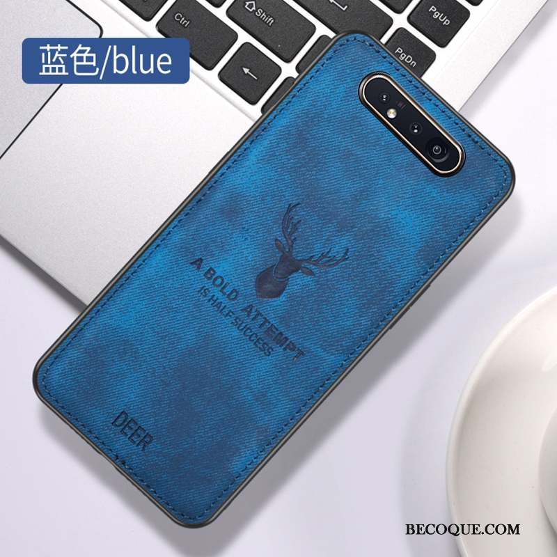 Samsung Galaxy A80 Coque Étui Couvercle Arrière Modèle Fleurie Fluide Doux Tissu Protection