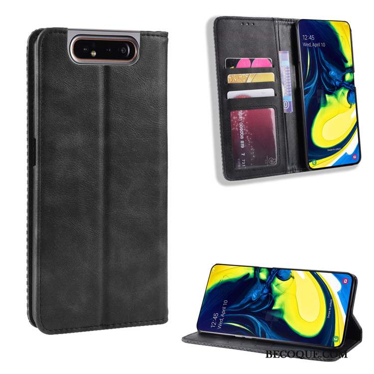 Samsung Galaxy A80 Étui En Cuir Housse Portefeuille Coque Protection Boucle Magnétique