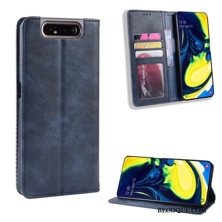 Samsung Galaxy A80 Étui En Cuir Housse Portefeuille Coque Protection Boucle Magnétique