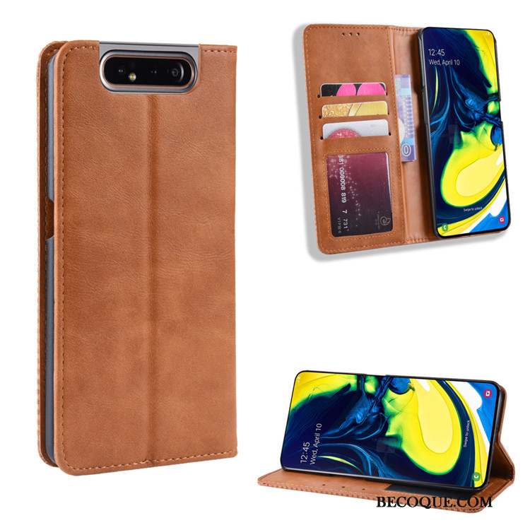 Samsung Galaxy A80 Étui En Cuir Housse Portefeuille Coque Protection Boucle Magnétique