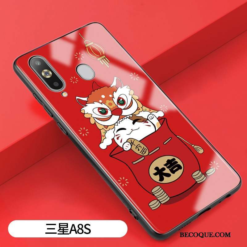 Samsung Galaxy A8s Amoureux Coque De Téléphone Dessin Animé Silicone Verre Miroir