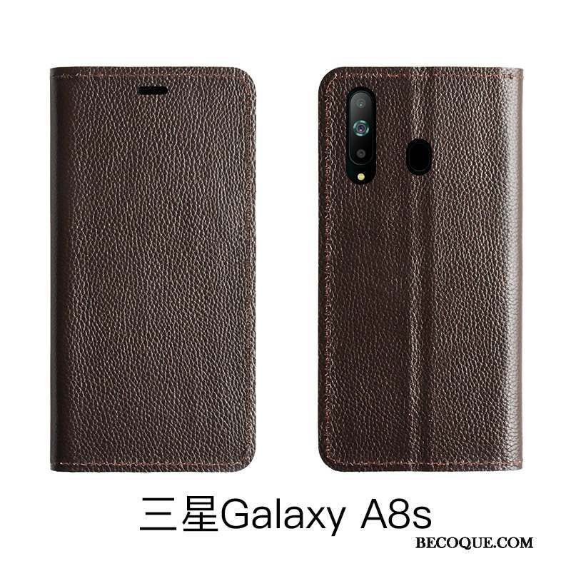 Samsung Galaxy A8s Coque De Téléphone Cuir Étui Protection Incassable Cuir Véritable