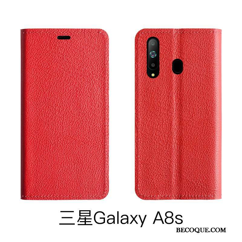 Samsung Galaxy A8s Coque De Téléphone Cuir Étui Protection Incassable Cuir Véritable