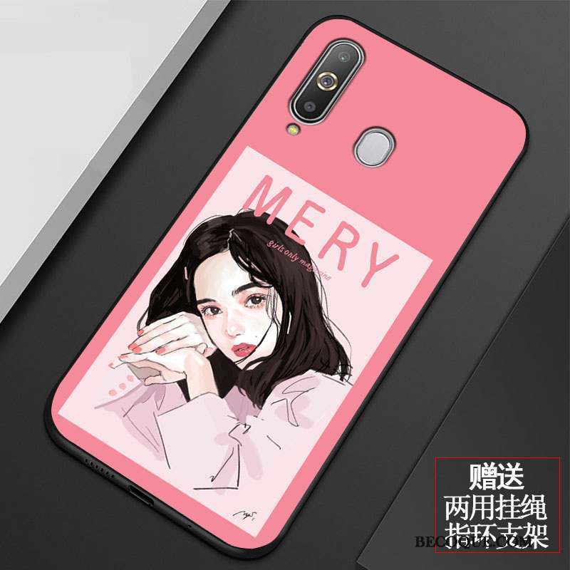 Samsung Galaxy A8s Coque Rose Incassable Fluide Doux Charmant Silicone Dessin Animé