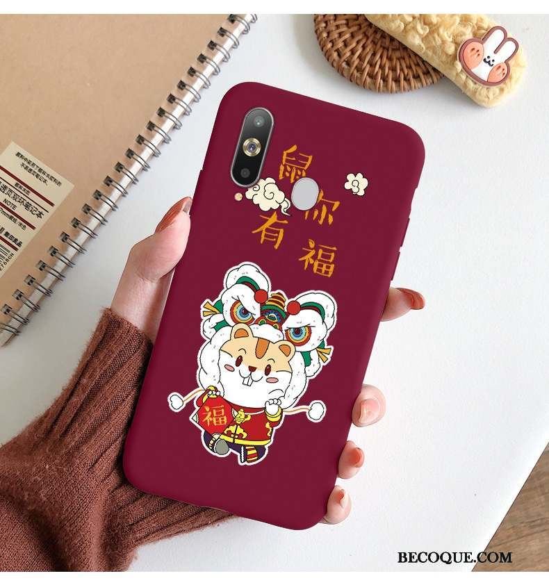 Samsung Galaxy A8s Coque Rouge Net Rouge Étui Très Mince Tendance Nouveau