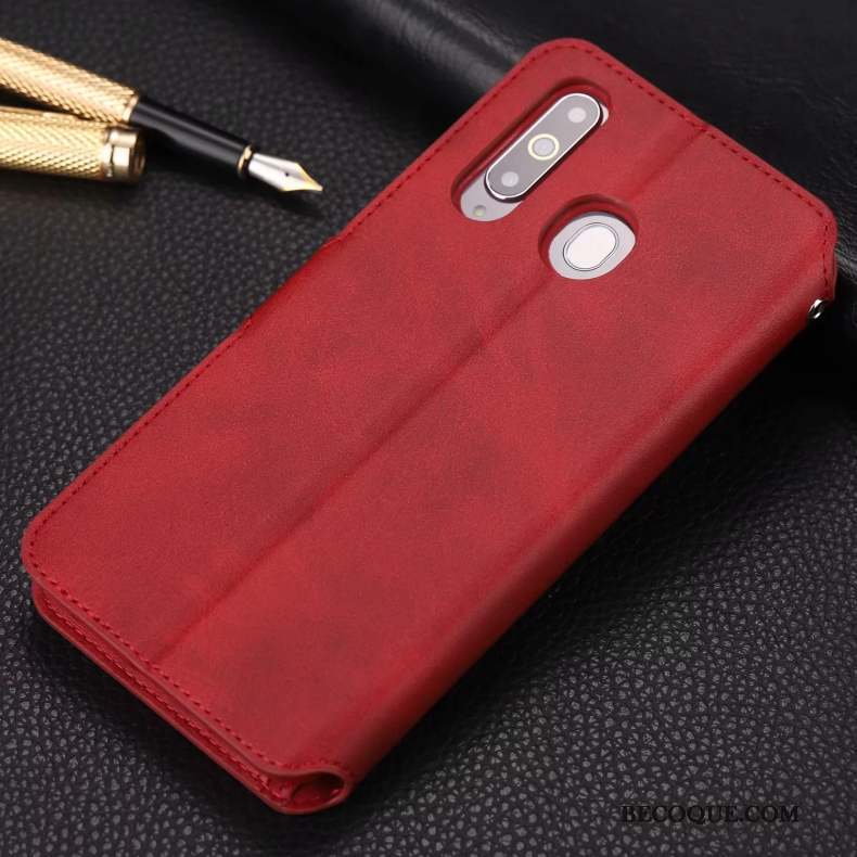 Samsung Galaxy A8s Coque Silicone Tempérer Étui En Cuir Protection Rouge Membrane