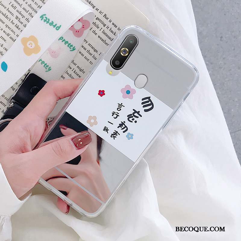 Samsung Galaxy A8s Cœur Argent Silicone Fluide Doux Coque De Téléphone Miroir