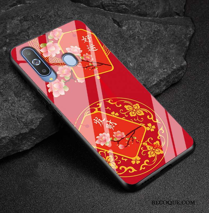 Samsung Galaxy A8s Dessin Animé Rose Étui Coque De Téléphone Simple Verre