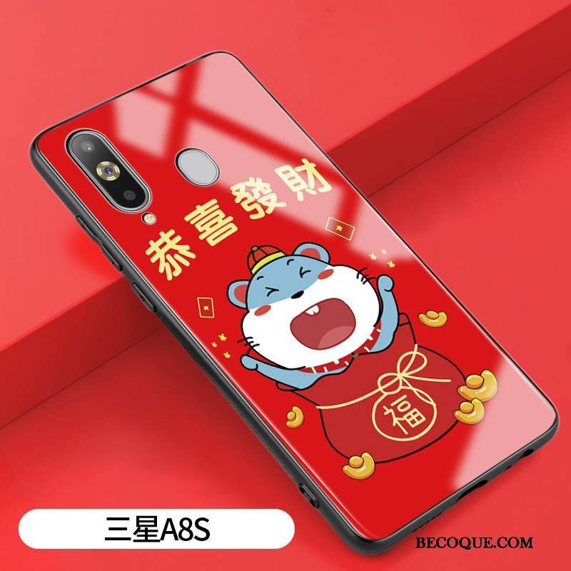 Samsung Galaxy A8s Dessin Animé Verre Coque De Téléphone Rouge Silicone Nouveau