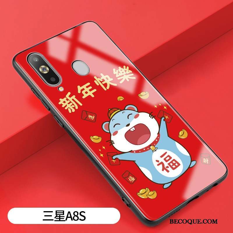 Samsung Galaxy A8s Dessin Animé Verre Coque De Téléphone Rouge Silicone Nouveau