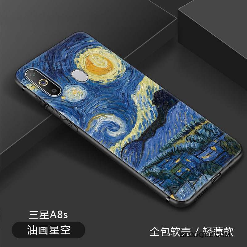 Samsung Galaxy A8s Haute Coque De Téléphone Art Peinture À L'huile Jaune Ciel Étoilé