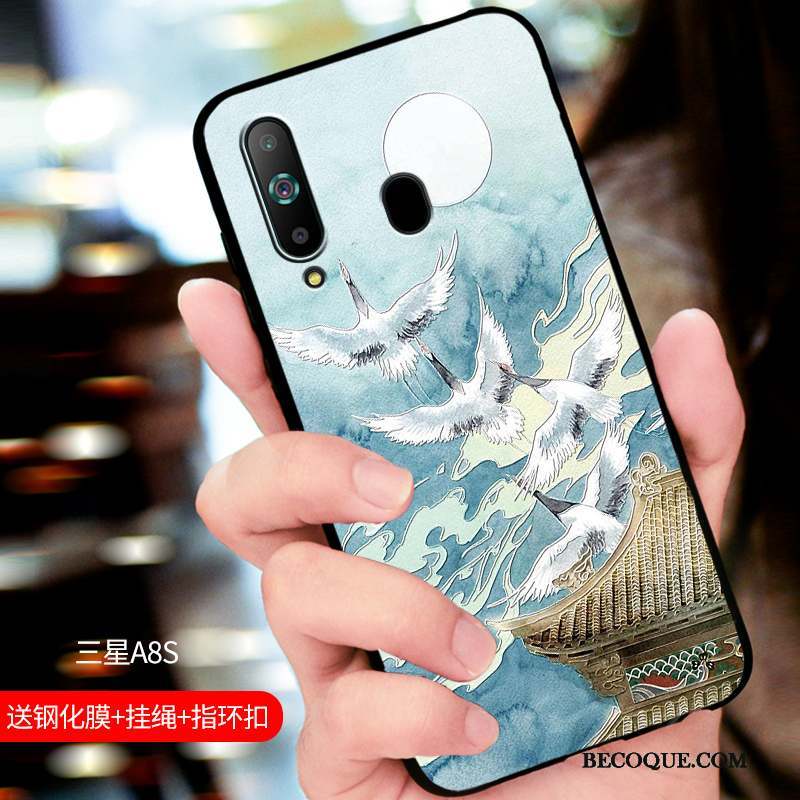 Samsung Galaxy A8s Personnalisé Délavé En Daim Bleu Marque De Tendance Incassable Coque