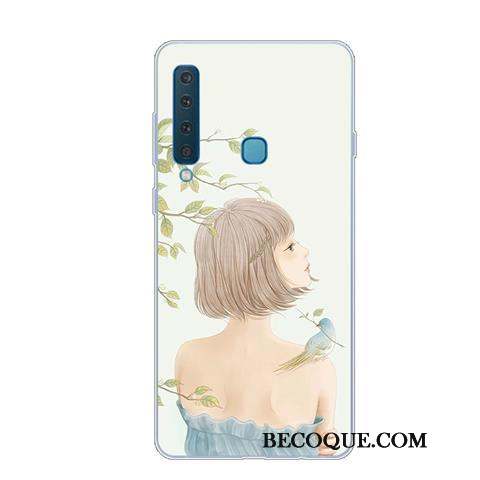 Samsung Galaxy A9 2018 Coque Créatif Bleu Fluide Doux Téléphone Portable Vintage Incassable