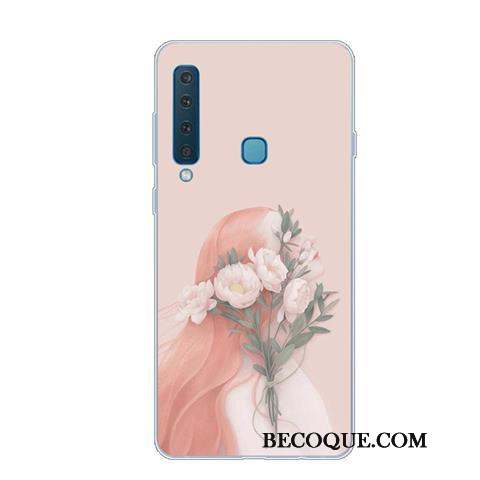 Samsung Galaxy A9 2018 Coque Créatif Bleu Fluide Doux Téléphone Portable Vintage Incassable