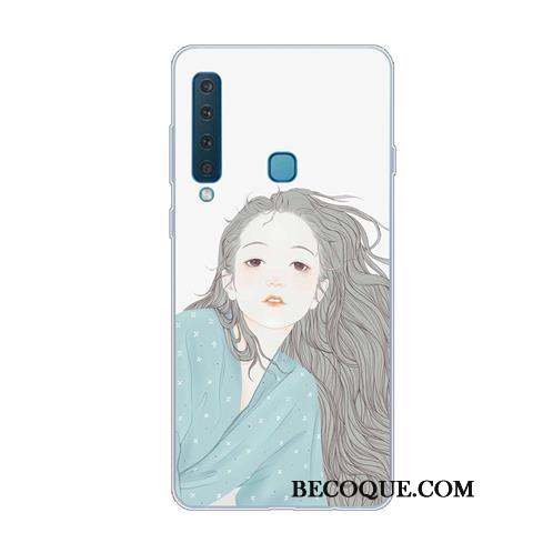 Samsung Galaxy A9 2018 Coque Créatif Bleu Fluide Doux Téléphone Portable Vintage Incassable