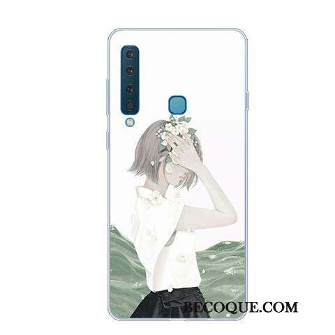 Samsung Galaxy A9 2018 Coque Créatif Bleu Fluide Doux Téléphone Portable Vintage Incassable